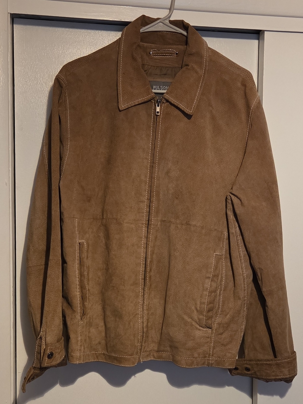 Wilsons Leather Brown Suede Zip-Front Bomber Jacket